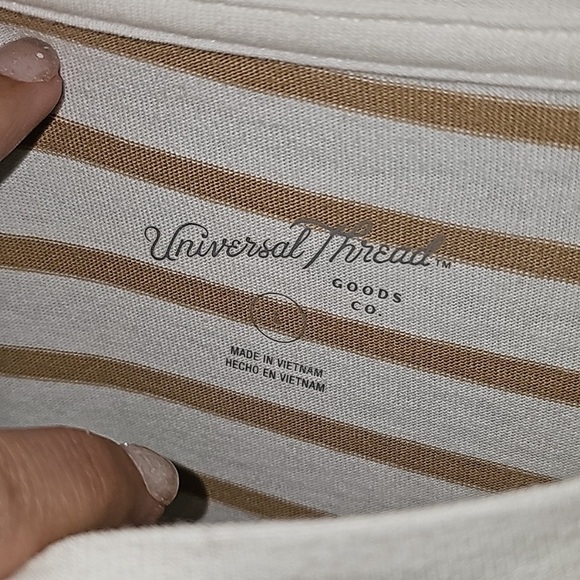 Universal Thread Striped White and Brown Casual Dress Size Large - Picture 4 of 4